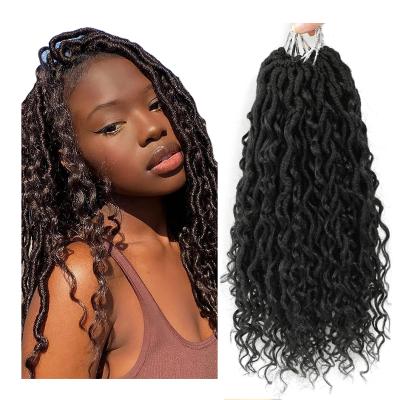 China Synthetic Fiber Synthetic Crochet Braids Hair Passion Twist River Goddess Hair Extension Ombre Brown Faux Locs Braiding With Curly Hair for sale