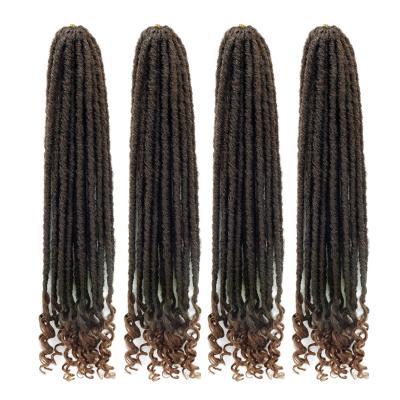 China Wholesale new wave soft ombre synthetic fiber dread crochet braids hair extensions sister goddess curly faux locs for sale