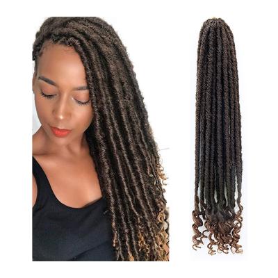 China Synthetic Fiber Goddess Faux Locs 24Strands 18inch Ombre Gray Braid Hair Soft Pre looped Crochet Braids For Black Women for sale