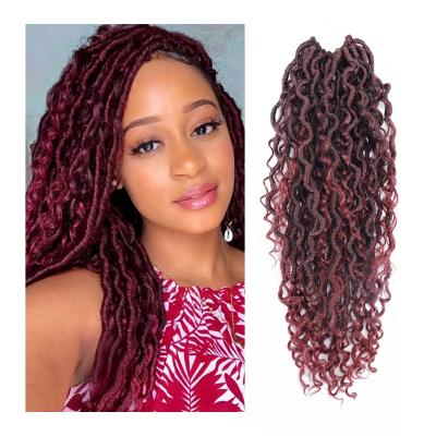 China Synthetic Fiber Goddess Locs Crochet Hair River Faux Locs Wavy Crochet With Curly Hair Extension Bohemia Locs Synthetic Braiding Gypsy Hair for sale