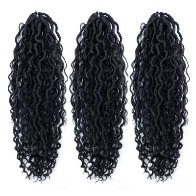 China Synthetic Fiber Goddess Locs Crochet Hair River Faux Locs Wavy Crochet With Curly Hair Extension Bohemia Locs Synthetic Braiding Gypsy Hair for sale