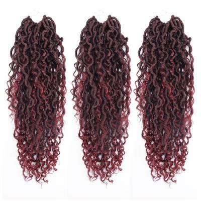 China Synthetic Fiber River Goddess Locs Crochet Wavy Hair With Curly Ends Pre-loop Synthetic Crochet Braids Twist Goddess Faux Locs Braiding Hair for sale