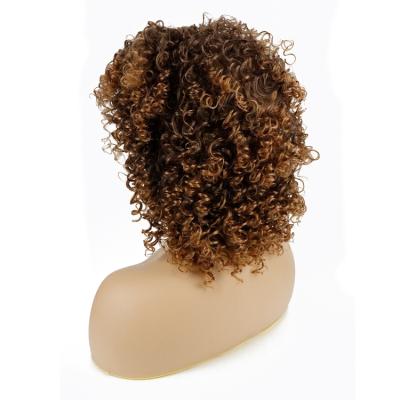 China Kinky Curl China Made 150% Density Lifelike Firm 260g 13inches Natural Top Grade Short Afro Wave Wig for sale