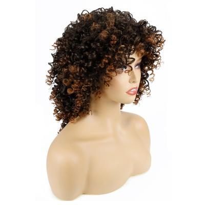 China High Density 260g 13inches 150% Curly Short Cosplay Top Grade Natural Curl Hair Mix Synthetic Wigs for sale