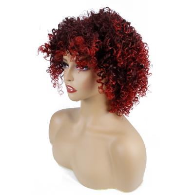 China Kinky Curl China Made 150% Light Realistic Firm Natural 230g 13inches Density Top Grade Short Afro Wave Wig With Bangs for sale