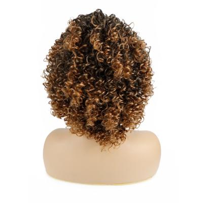 China Curly Curly Sturdy Natural Ombre Blobde Lace Non Afro Curly Short Curly Cheap Wig Synthetic Hair Blend Wigs for sale