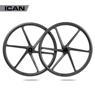 China Road Bikes Carbon 700C Wheelset Road Disc Brake 6 Spoke Wheel Six Spoke Anvil 100*12 142*12 for sale