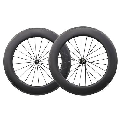 China Road Bikes T700 Carbon V Brake Wheelset 86C Rim Brake Wheel 20/24 Holes 3K Twill Brake Side 86mm Depth 25mm Width UD Matt For Road Bicycle for sale