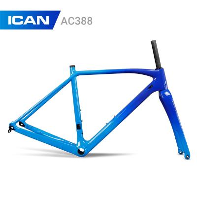 China Road Bikes Hot Sale Cycling Bicycle Frame Frame Cyclocross Frameset AC388 700*38C Max Tire T700 Carbon Bike Frame Disc Brake CX for sale