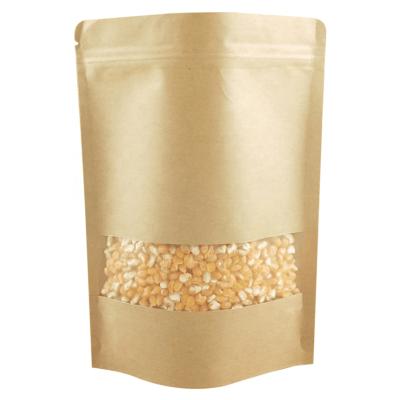 China Recyclable Tea Leaf Bag Packaging Pouch Zipper Paper Bag Flat Bottom Paper Bag Factory Recyclable Retail Packaging With Window for sale