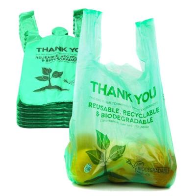 China Business& Buying Biodegradable Plastic Grocery Bags Reusable Supermarket Thank You Shopping Bags , Recyclable Plastic T Shirt Bags for sale