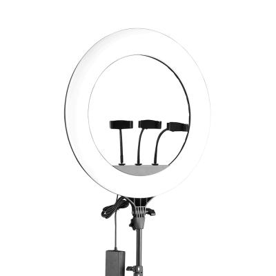 China Axrtec EL-18 18inch 3200-5600k Ring Light With Three PORTABLE Phone Holder for Camera Photography Live Stream Makeup TikTok for sale