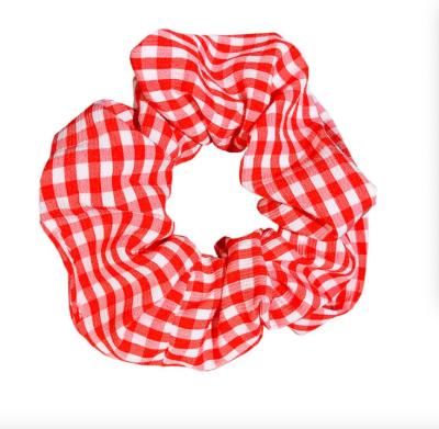 China Back To School Gingham Hair Scrunchies In Check Elastic Hair Ties Gingham Band for sale