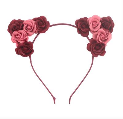 China KIDS Girls Flower Headband Cat Ear Headband with Flower Blossom Halloween Headband for sale