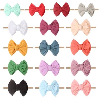 China European and American style soft baby bow headband nylon stretch bow headband for sale