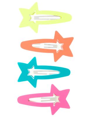 China KIDS NEON SHOOTING STAR HAIR CUTS Girls Snap Clips Star Snap Clips for sale