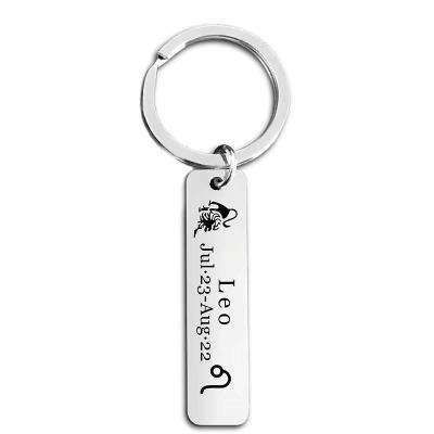 China Stainless Steel Zodiac Pendant Key Chain Ring Car Purse Bags Pets Lover Lover Charms Personalized Pendant Jewelry for sale