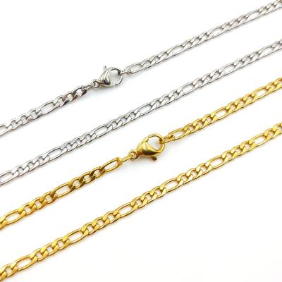 China Fashionable 3mm 4mm 6mm Wide Stainless Steel Gold 8mm Figaro Chains Necklace For Jewelry DIY Necklace for sale