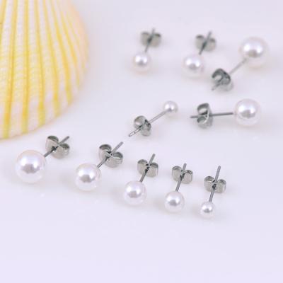 China 2pairs Fashionable Cheap Imitation Stainless Steel Pin Stud Earrings Elegant Pearl Earrings For Women Earring Set for sale