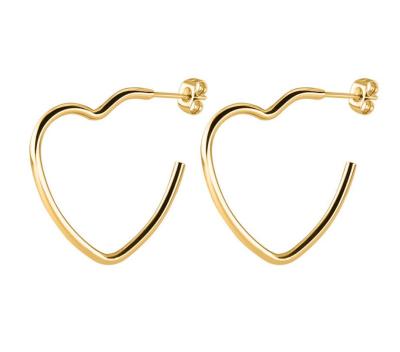 China 2021 Ethnic Simple Cuff Circle Heart Designs Stainless Steel Stud Earrings For Women Punk Jewelry for sale