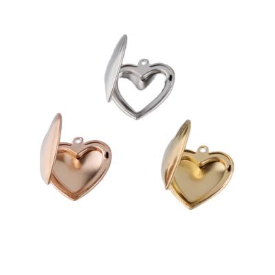 China Simple Stainless Steel Gold Stainless Steel Heart Photo Frame for DIY Pendant Necklace with Photo Accessories Pendant for sale