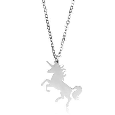 China 2020 Children's Fashion Jewelry Most Popular Flat Unicorn Charms Jewelry Cute Stainless Steel Necklace for sale