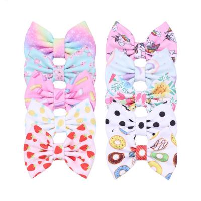 China KIDS Beautiful Waffle Hair Bow Waffle Print Bow Cuts Summer Hair Bows for sale