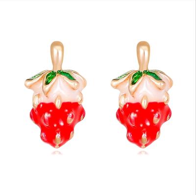 China Zinc Alloy Cute Cute Christmas Fruits Enamel Earrings Multi Color For Women Girls Jewelry for sale