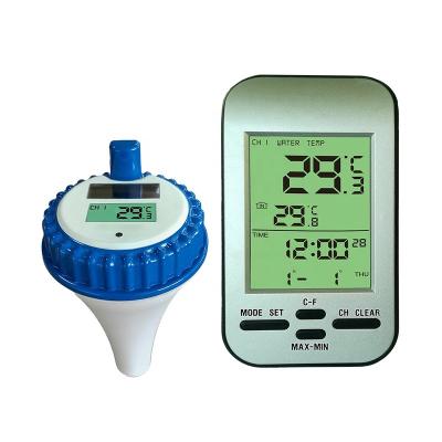 China 433 Frequency Indoor And Outdoor Wireless Solar Water Floating Thermometer 119*74*21mm for sale