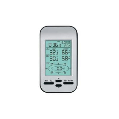 China Weather Station Wireless Clock Dual Mount Wind Sensor LCD Display Outside Home Cold Wind Speed ​​Direction Temperature Humidity Meter 66*120*22mm for sale