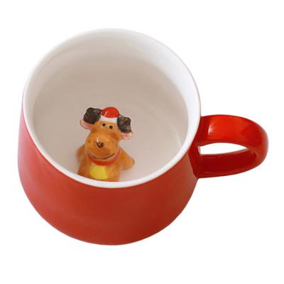 China 3D Hidden Cute Animal Viable Creative Unique Ceramic Mugs With Surprise Underside for sale