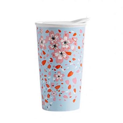 China Sustainable Double Wall Ceramic Travel Mugs With Option PP Or Ceramic Lid for sale