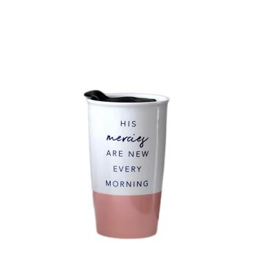 China Modern Customized Viable Two Tone Glazed Ceramic Travel Mug for sale