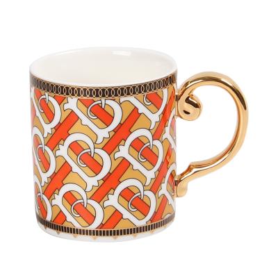 China Orange And Blue Color Viable Ceramic Mugs Porcelain Mugs for sale