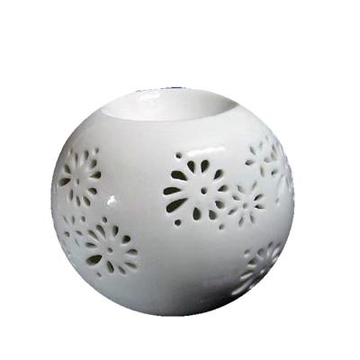 China Decorative Round Shape Ceramic Diffuser Warmer Oil Burner Ceramic Tealight Candle Holder for sale