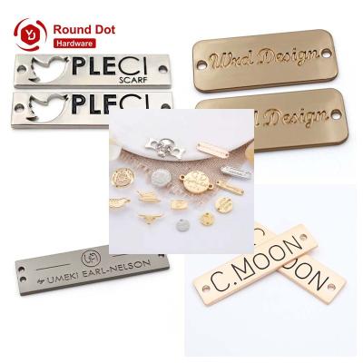 China Bag Handbag Hardware Customized Metal Labels Various Design Engraved or Embossed Metal Logo Tags for Bags and Clothes for sale