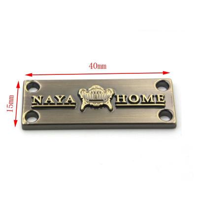 China High Quality Metal Bag Logo Plate Engraved Brand Logo Metal Name Tags Screw On Customized Metal Labels With Fasten Rivets for sale