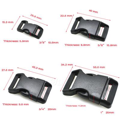 China Bag Version Plastic Side Buckle Dark Black Various Sizes Quick Released Buckle Adjuster Straps Buckle for sale