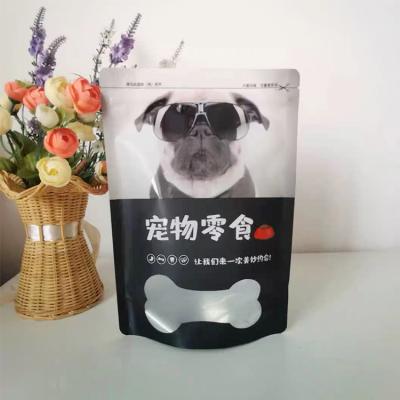 China Factory Supply Security Stand Custom Plastic Aluminum Foil Pet Cat Dog Food Snacks Packaging Bag With Shape Window for sale