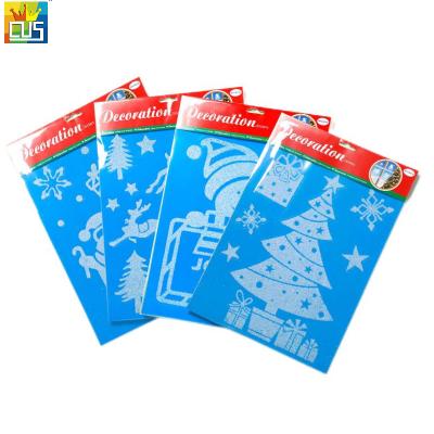 China Custom Transparent Window Decals Self Adhesive Christmas Glitter Snowfall Effect Stickers for sale