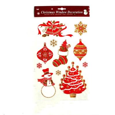 China Custom Window Sticker Window Decor Electrostatic Glitter Santa Golden Sticker for sale