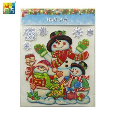 China WALL STICKER Christmas Decor Wood Grain Snowman 3D Foam Wall Stickers for sale