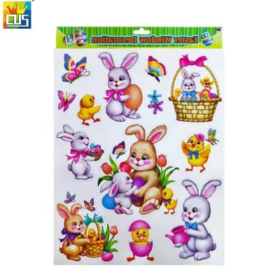 China Static Cling PVC Window Static Cling Bunny Rabbit Stickers For Easter Decoration Party Home Ornaments for sale