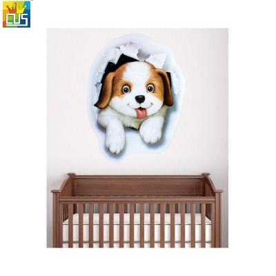 China Easy to Apply and Removable 3D Art Cute Puppy Vinyl Wall Stickers for Kids Room Babyroom Decor Toilet Bedroom DIY Wall Decoration for sale