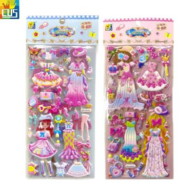 China Princess Dress Up Lovely Cartoon Sticker Change Clothes 3D Puffy DIY Sticker Gifts Creative Stickers for sale