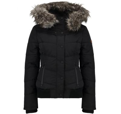 China Breathable Women Parka Jacket Padded Short Bomber Coat With Faux Fur Hood for sale