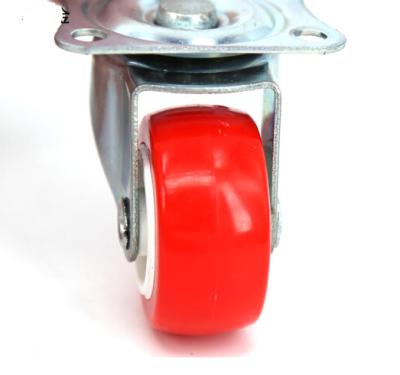 China 1.5 Inch Flat Wheel Swivel Freestanding Light Duty Caster Wheel Red Silent Caster for sale