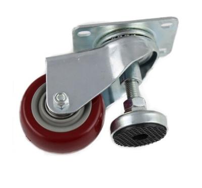 China Industry 3 Inch Heavy Duty Rubber Wheel Adjustable Swivel Caster Wheel Caster With Leveling Feet for sale