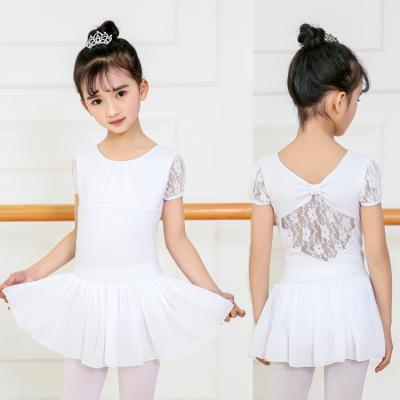 China Leotard Dress New Arrival Fashion Black White Lace Sleeve Chiffon Edged Conjoined Ballet Dresses For Girls for sale