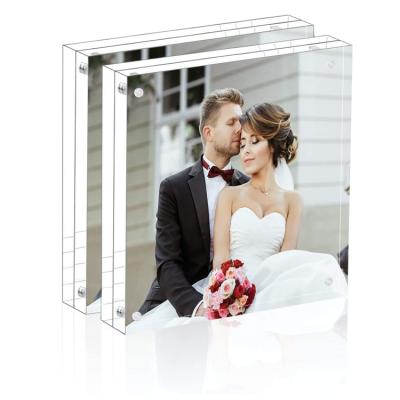 China Wholesale Custom Office Morden 4 x 6 inch Sublimation Wedding Picture Frame Clear Square Magnetic Acrylic Photo Frame for sale